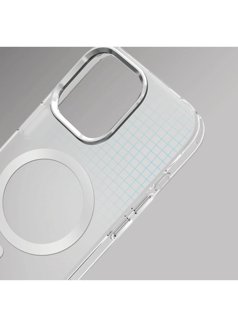 جرين ليون جراب MagSafe لهاتف iPhone 16 Pro Max غير لامع / مضاد لبصمات الأصابع / مضاد للخدش / مضاد للاصفرار / حماية يومية / فتحات دقيقة / وضوح عالي / متوافق مع MagSafe / حماية من السقوط / درع غير لامع / شفاف للغاية - فضي  - Image 5