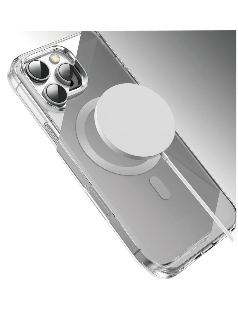 جرين ليون - جراب MagSafe لهاتف iPhone 16 Pro Max غير لامع / مضاد لبصمات الأصابع / مضاد للخدش / مضاد للاصفرار / حماية يومية / فتحات دقيقة / وضوح عالي / متوافق مع MagSafe / حماية من السقوط / درع غير لامع / شفاف للغاية - فضي - Image 1