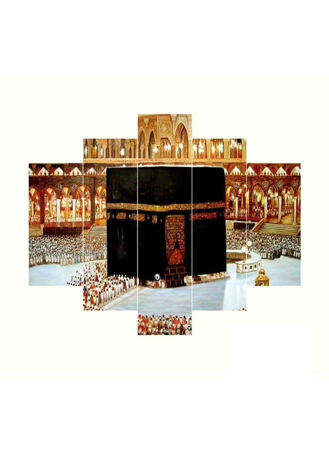 Masstone Mecca Madina Wall Art Painting | Mecca Mosque Set of 5 (76 x 43 Cm) Islamic Wall Paintings For Home, Living Room, Office, Hotel | Makkah Madina Painting - Image 1