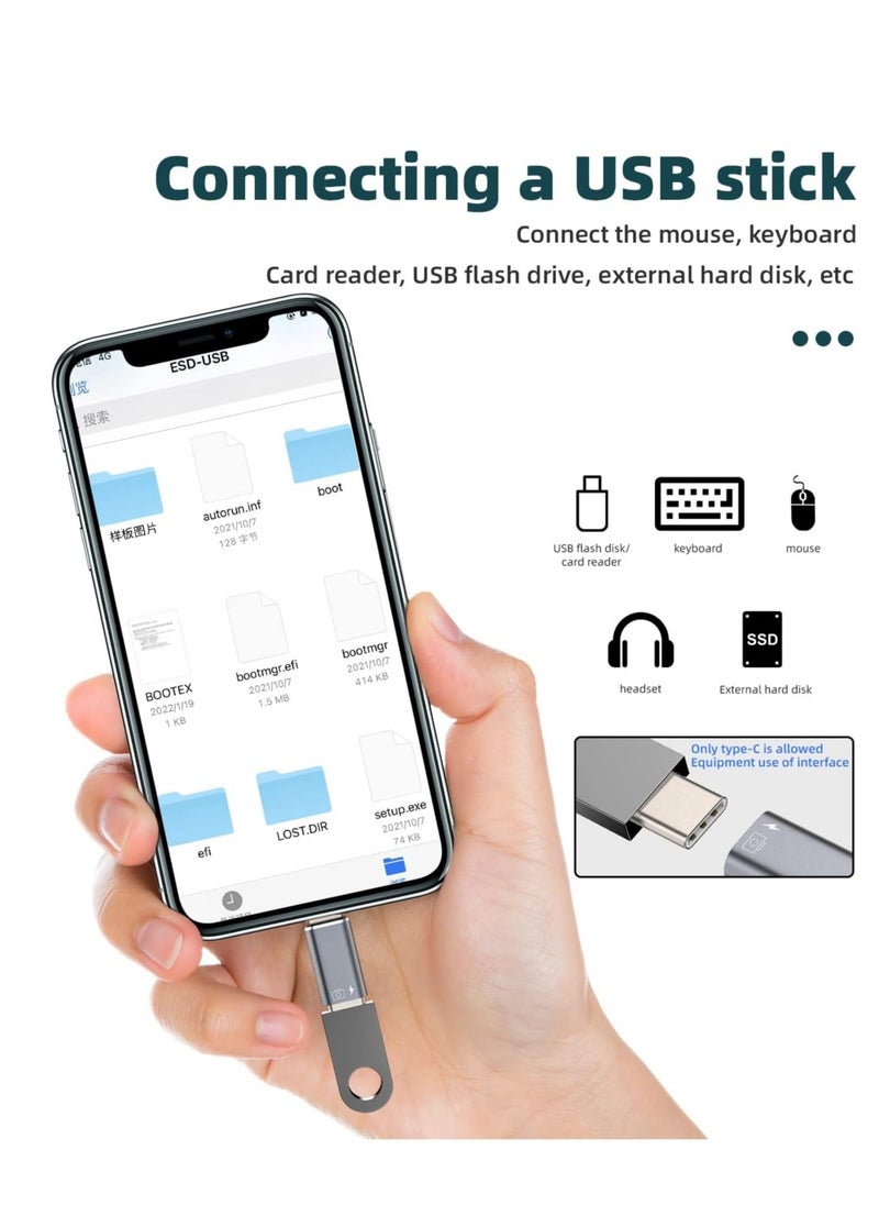 for iPhone OTG Adapter(2Pack)Headphone Dongle USB C Female to Lightning Male Charger Data Sync Converter for Apple 14 13 11 12 Pro Max Xr 8 7 Plus Type-c Port Camera Card Reader Flash Drive Connector