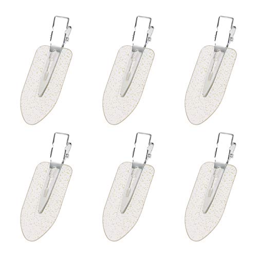 Mini Skater 6Pcs No Bend Hair Clip Makeup Pin Curl Clips No Crease Hair Clip for Hairstyle Bangs Waves Styling Hair Salon (Glitter Transparency) - Image 1