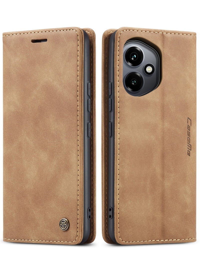 CaseMe Phone Case Luxury PU Leather Design 013 Flip Cover Card Slot Holder Cover For Honor 400  (Brown) - Image 1