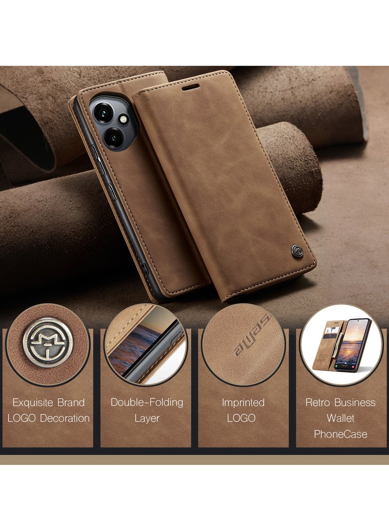 CaseMe Phone Case Luxury PU Leather Design 013 Flip Cover Card Slot Holder Cover For Honor 400  (Brown) - Image 3