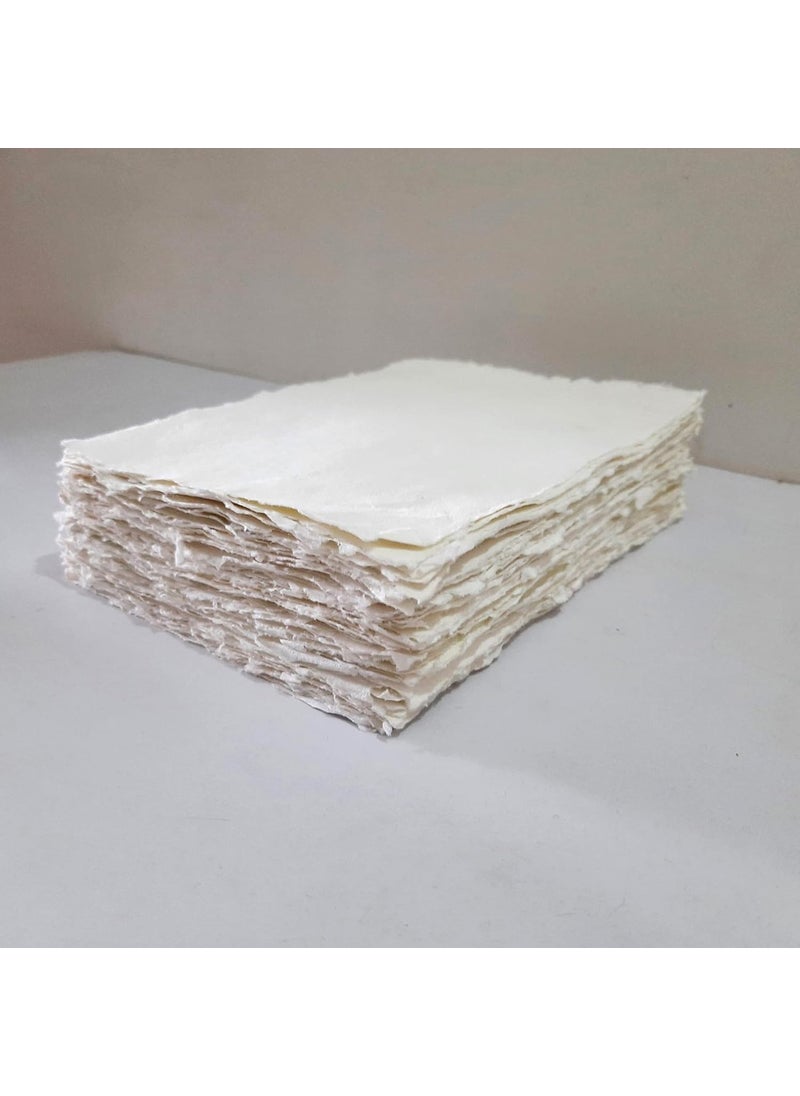 Deckle Papers Deckle Papers Multipurpose Handmade Cotton PaperDrawing Paper Calligraphy DIYProject Scrapbooking Gift Wrap Art and Craft Origami Size7x9 Pack of20 Cream  - Image 5
