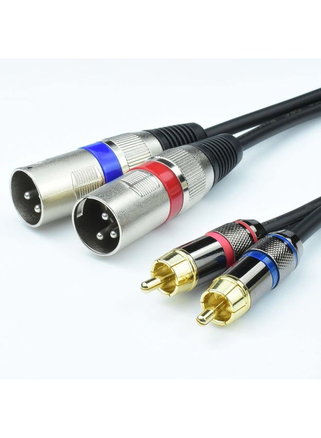 Mugteeve محول كابل مزدوج RCA ذكر إلى مزدوج XLR ذكر، 5 أقدام غير متوازن L/R RCA إلى كابل موصل XLR، كابل إخراج شريط يسار ويمين، للم mixers، مراقب الاستوديو، مكبر صوت ستيريو HiFi - Image 1
