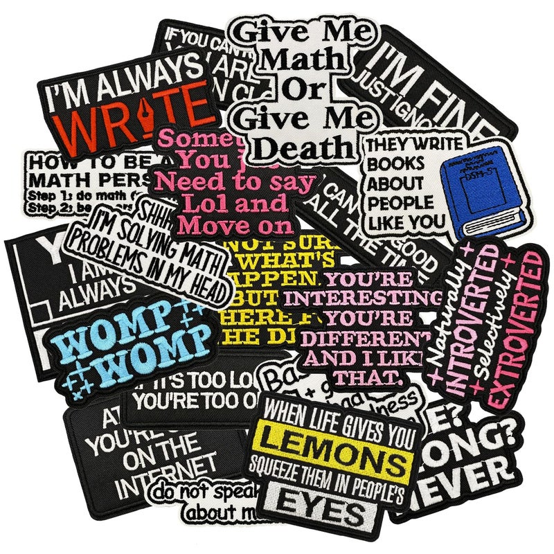 HappFestiv 20 Pcs Inspirational Iron OnSew On Patches Random Phrase Embroidered Applique Clothes Backpacks Hats Pants Jackets Jeans Decoration Party Favors DIY Accessories - Image 3