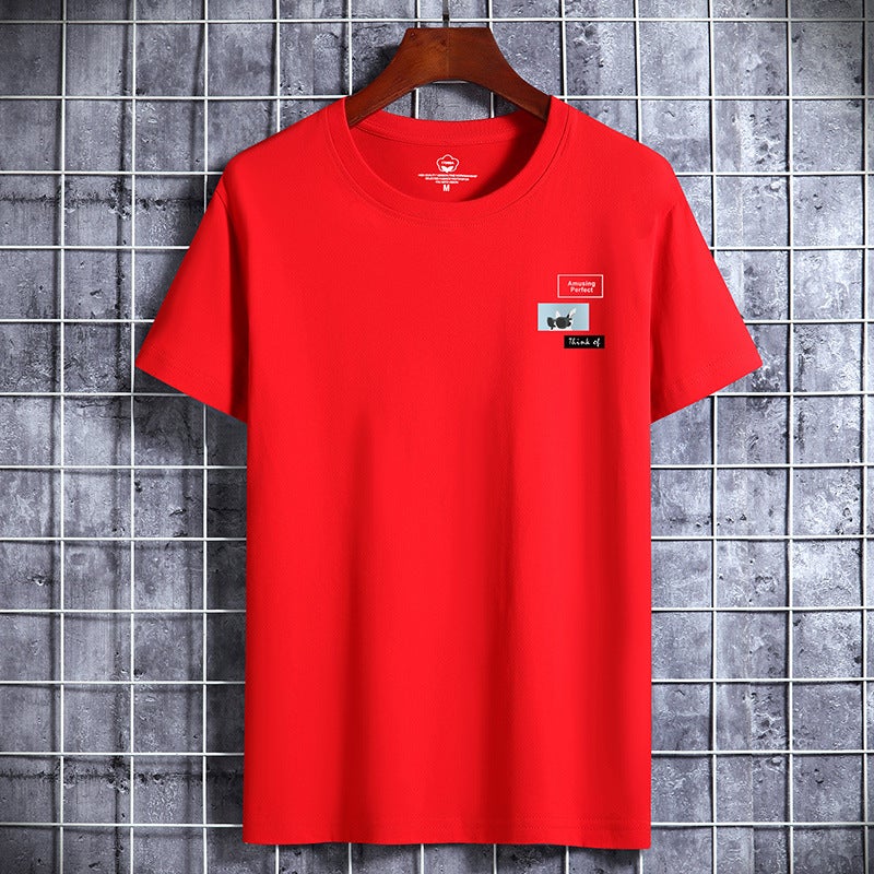 2025 Summer Short-Sleeved T-Shirt Men'S Korean Style Ins Printed Cotton Bottoming Shirt Trbottomy Brand Round Neck Half-Sleeved T-Shirt Men'S T - Image 1