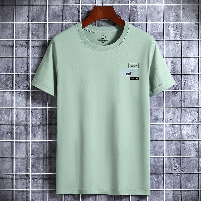 2025 Summer Short-Sleeved T-Shirt Men'S Korean Style Ins Printed Cotton Bottoming Shirt Trbottomy Brand Round Neck Half-Sleeved T-Shirt Men'S T - Image 5
