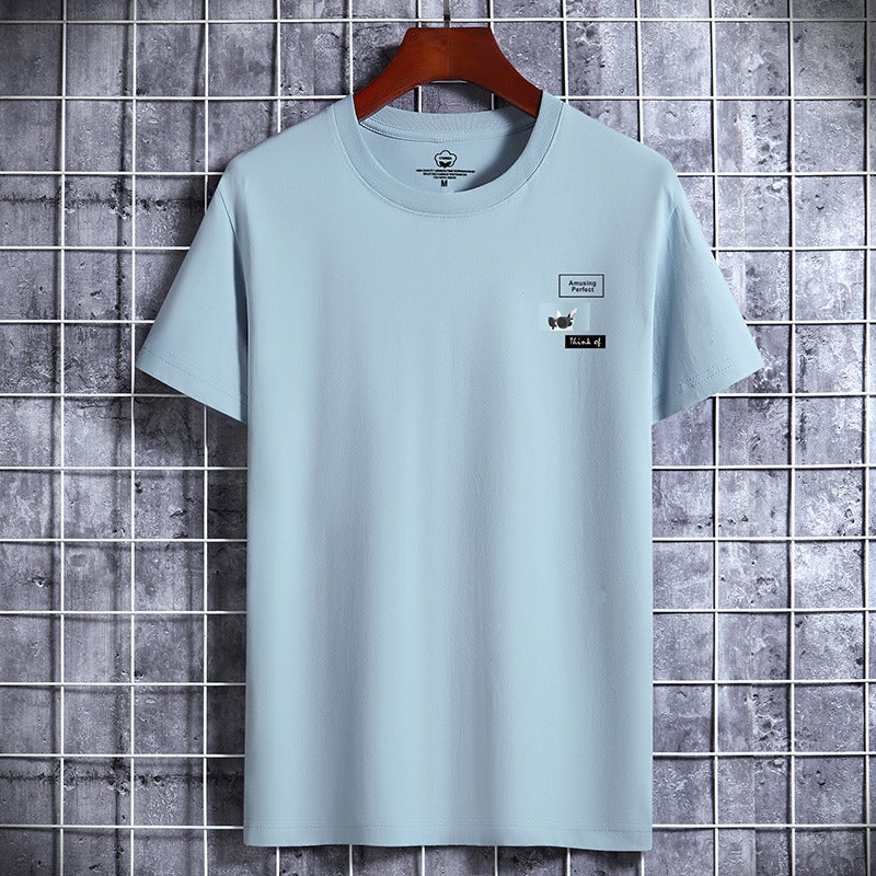 2025 Summer Short-Sleeved T-Shirt Men'S Korean Style Ins Printed Cotton Bottoming Shirt Trbottomy Brand Round Neck Half-Sleeved T-Shirt Men'S T - Image 4
