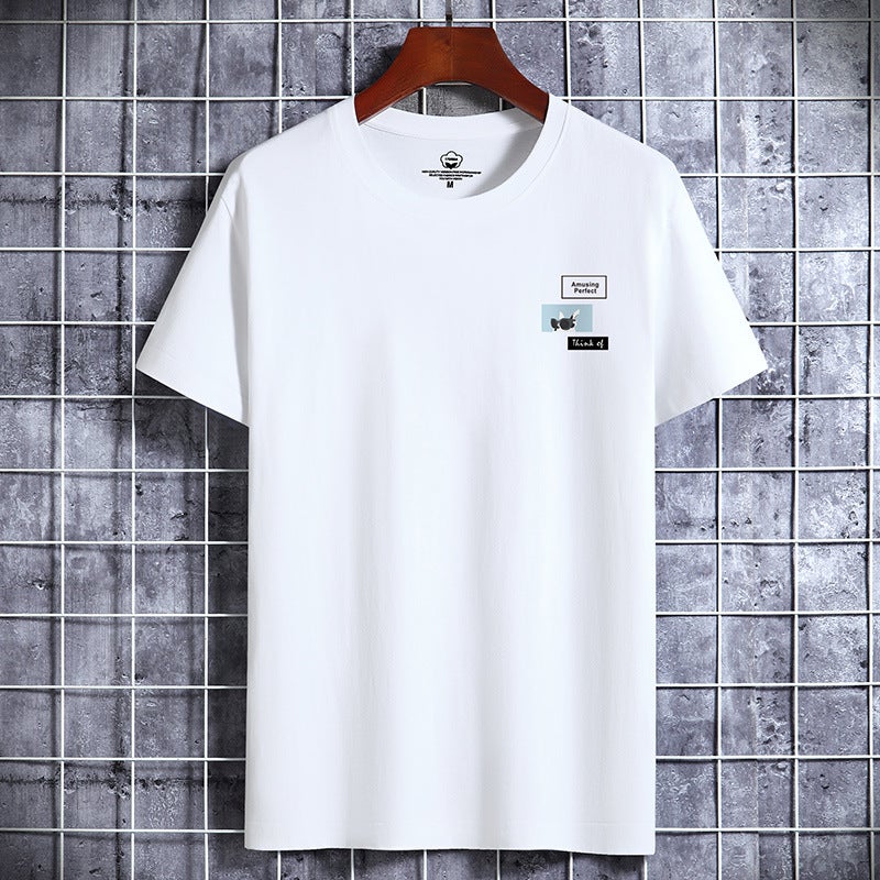 2025 Summer Short-Sleeved T-Shirt Men'S Korean Style Ins Printed Cotton Bottoming Shirt Trbottomy Brand Round Neck Half-Sleeved T-Shirt Men'S T - Image 2
