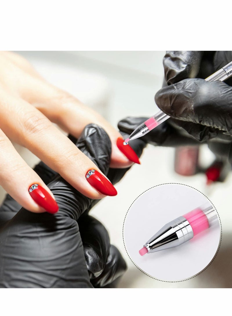 Excefore Wax Pencil for Rhinestones Nail Rhinestone Picker Dotting Pen Applicator Gems Stones DIY Art Tool Clear - Image 2