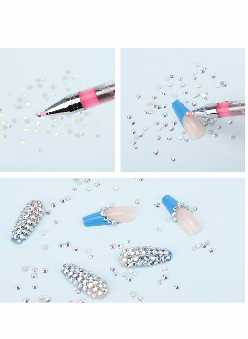 Excefore Wax Pencil for Rhinestones Nail Rhinestone Picker Dotting Pen Applicator Gems Stones DIY Art Tool Clear - Image 4
