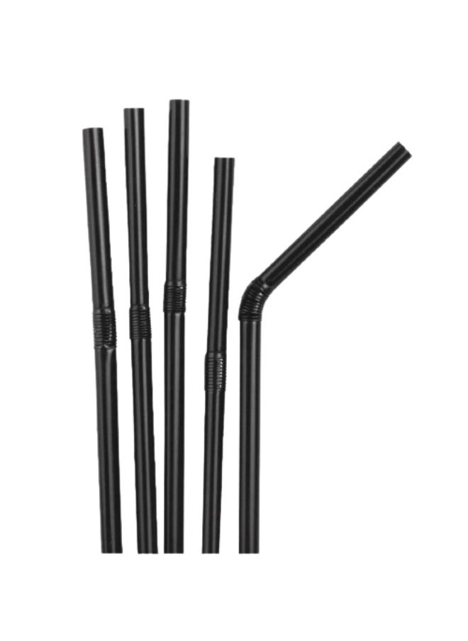 Halapack - [100 PCS] Disposable Black Straw 6mm Straight Single Wrapped Jumbo Smoothie Straws Extra Wide Boba Bubble Tea Drinking Straws Black - Image 1