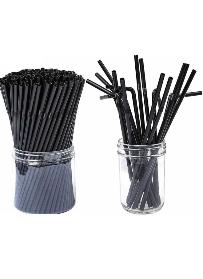 Halapack - [100 PCS] Disposable Black Straw 6mm Straight Single Wrapped Jumbo Smoothie Straws Extra Wide Boba Bubble Tea Drinking Straws Black - Image 1