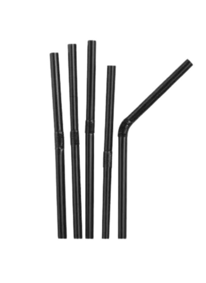 Halapack - [100 PCS] Disposable Black Straw 6mm Straight Single Wrapped Jumbo Smoothie Straws Extra Wide Boba Bubble Tea Drinking Straws Black - Image 1