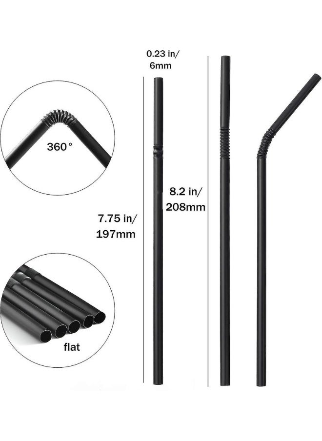 Halapack - [100 PCS] Disposable Black Straw 6mm Straight Single Wrapped Jumbo Smoothie Straws Extra Wide Boba Bubble Tea Drinking Straws Black - Image 1