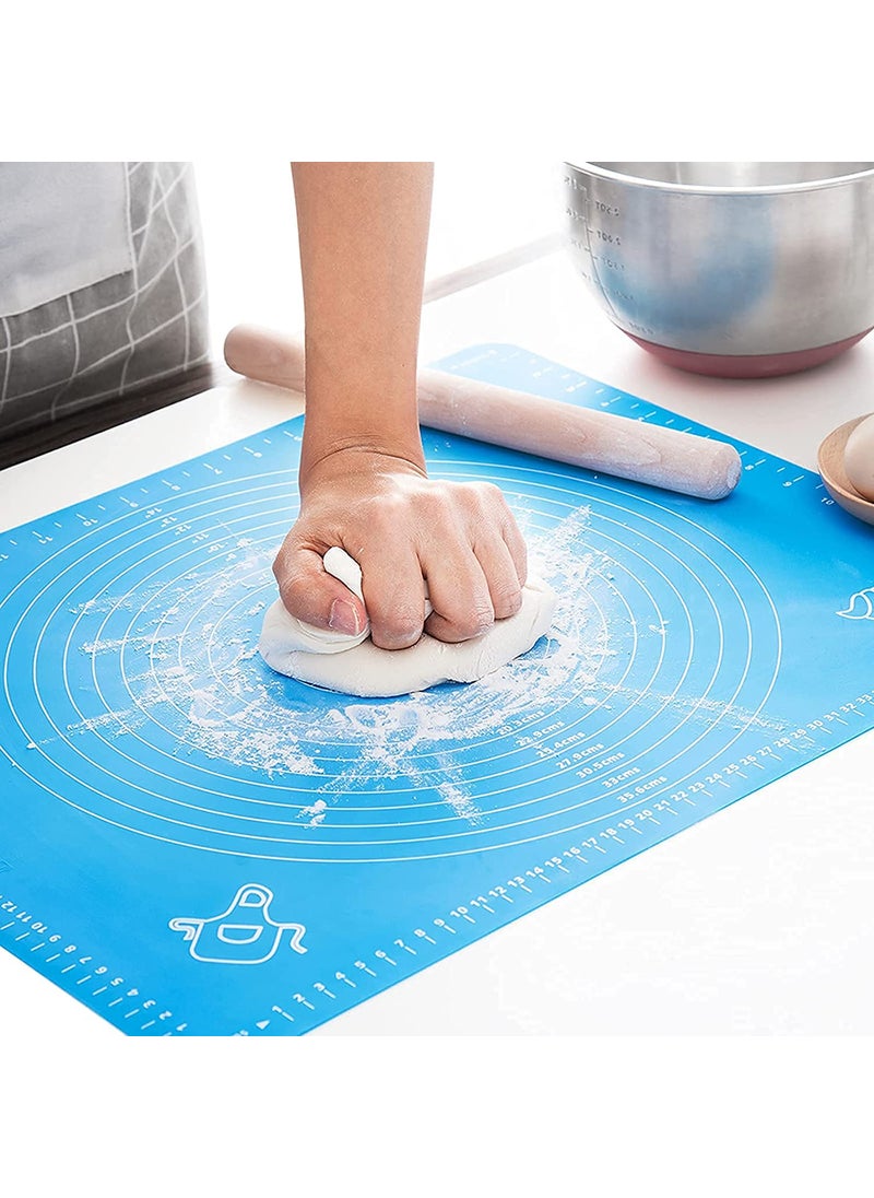 PURCHASE PLUSE PURCHASE PLUSE Silicon Fondant Baking Mat Chapati Atta Kneading Mat NonStick Fondant Rolling Mat Stretchable for Kitchen Roti Chapati Cake Blue ColorBaking Mat 50 40 cm  - Image 2