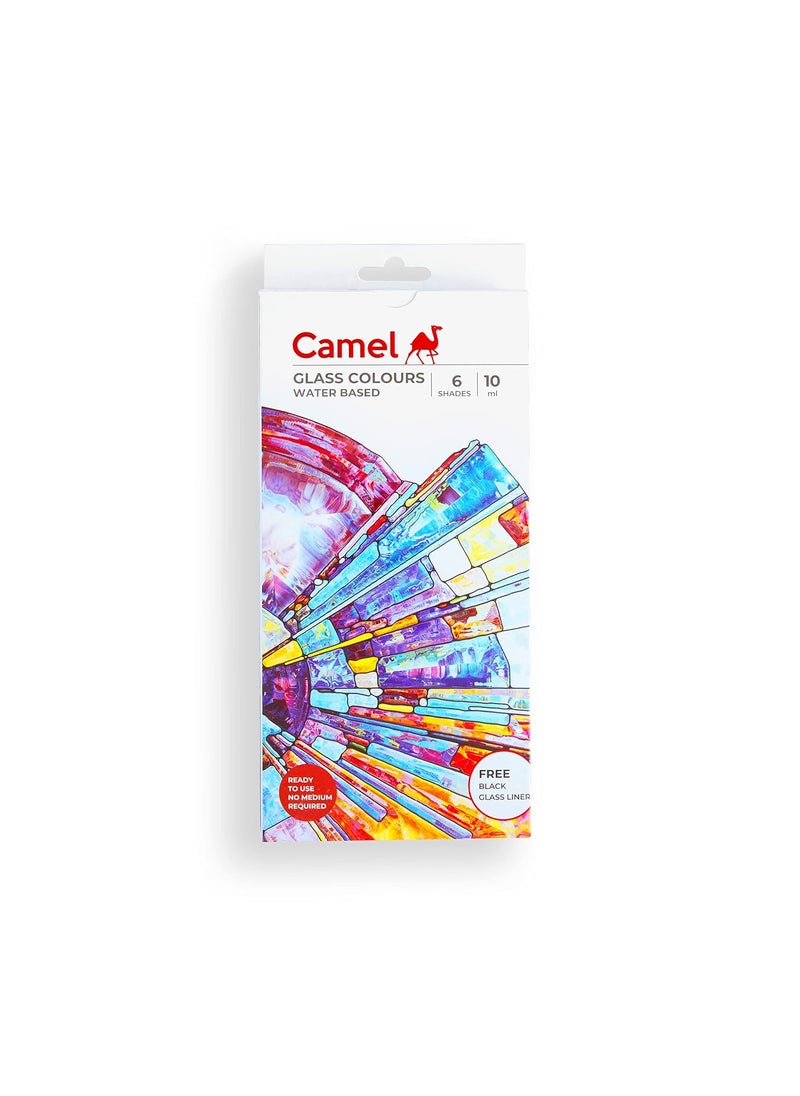 camel Camel Water Based Glass Color-10Ml Each,6 Shades,Assorted  - Image 1