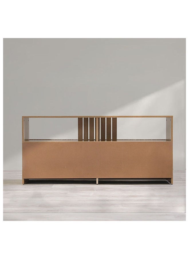 DANUBE HOME - DanTV Cabinet For Up To 55 Inches TV Entertainment Wall Unit Furniture Wooden TV Stand For Living Room Bedroom TV Rack L136xW35.2xH62 cm Almond/Rattan - Image 1