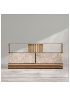 DANUBE HOME DanTV Cabinet For Up To 55 Inches TV Entertainment Wall Unit Furniture Wooden TV Stand For Living Room Bedroom TV Rack L136xW35.2xH62 cm Almond/Rattan  - Image 3