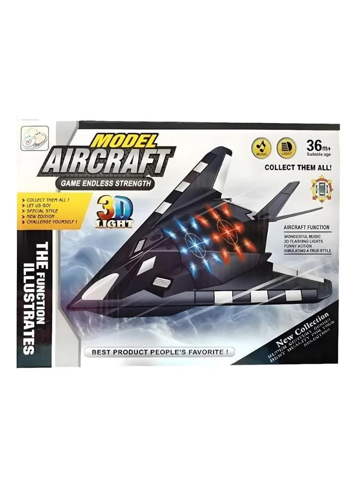 Model Aircraft 3D Light Plane – Flashing Light and Music Jet Toy for Kids