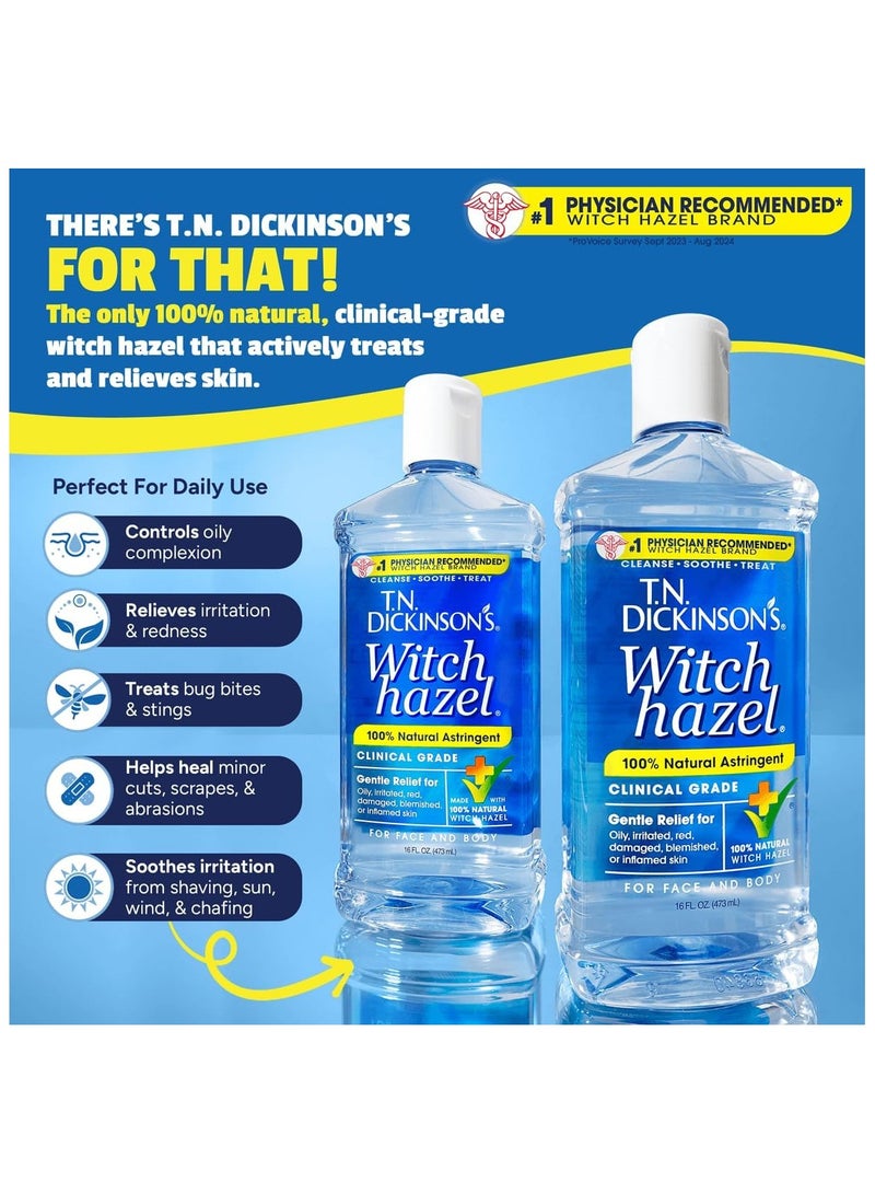 Witch Hazel 100% Natural Astringent for Face and Body, 16 fl oz