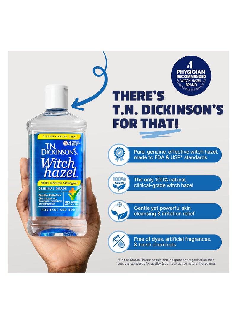Witch Hazel 100% Natural Astringent for Face and Body, 16 fl oz