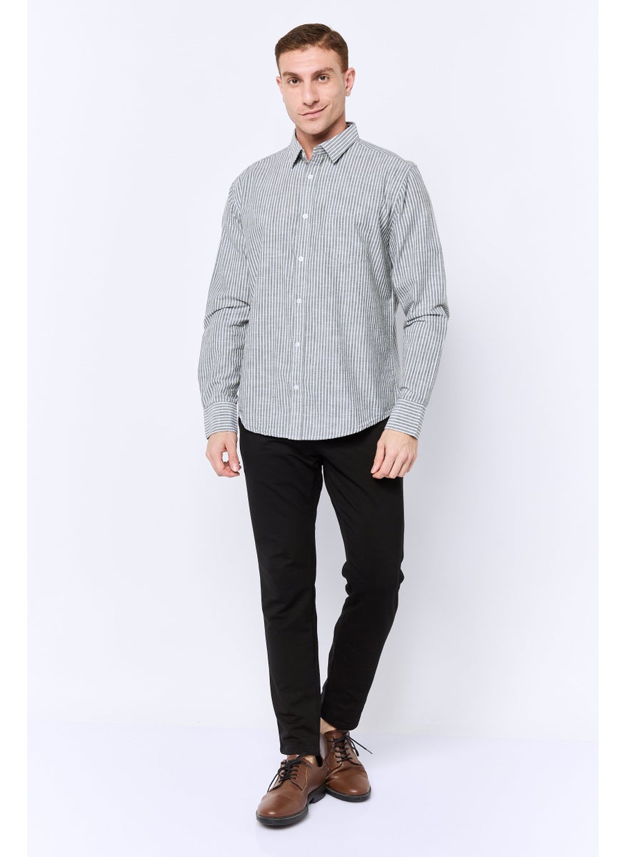 Algspar Men Regular Fit Stripe Long Sleeves Casual Shirt, Multicolor  - Image 3