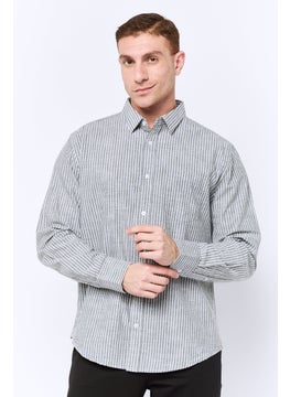 Algspar Men Regular Fit Stripe Long Sleeves Casual Shirt, Multicolor  - Image 1