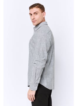Algspar Men Regular Fit Stripe Long Sleeves Casual Shirt, Multicolor  - Image 4