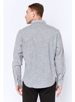 Algspar Men Regular Fit Stripe Long Sleeves Casual Shirt, Multicolor  - Image 2