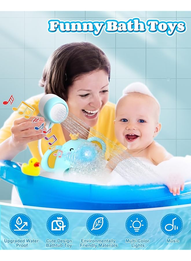 KASTWAVE Baby Bath Toy With Shower Head Elephant Water Spray Squirt Shower Faucet And Automatic Bubble With Music & Light Bathtub Water Pump Summer Essentials For Toddlers And Kids Ages 1 3 - Image 4