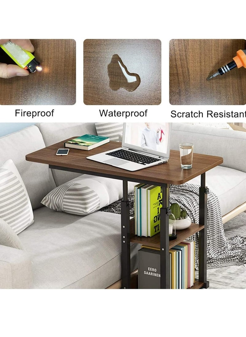 COOLBABY Bedside Table Dormitory Simple Bed Lazy Person Table Household Simple Bedroom Lifting Table Student Table Computer Desk with Wheels