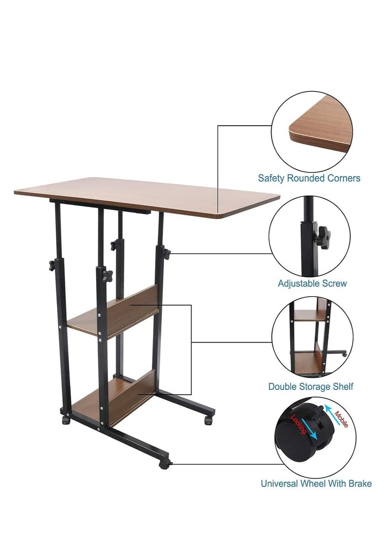 COOLBABY Bedside Table Dormitory Simple Bed Lazy Person Table Household Simple Bedroom Lifting Table Student Table Computer Desk with Wheels