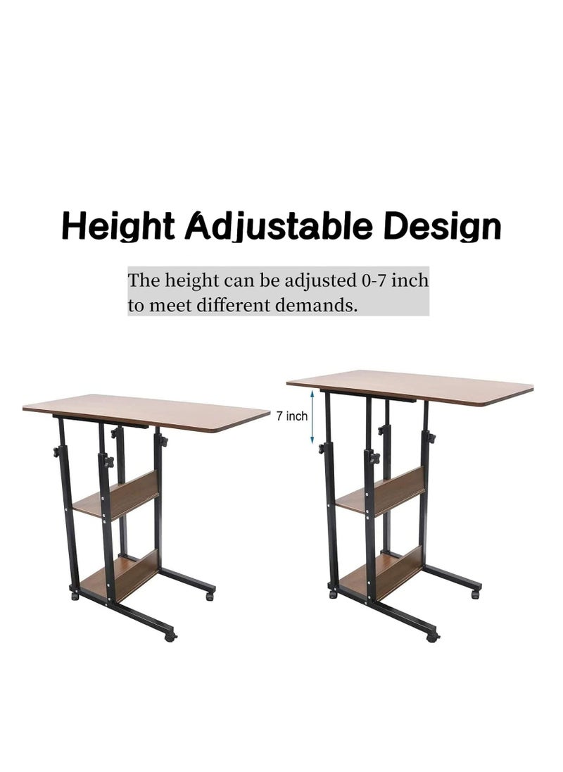 COOLBABY Bedside Table Dormitory Simple Bed Lazy Person Table Household Simple Bedroom Lifting Table Student Table Computer Desk with Wheels