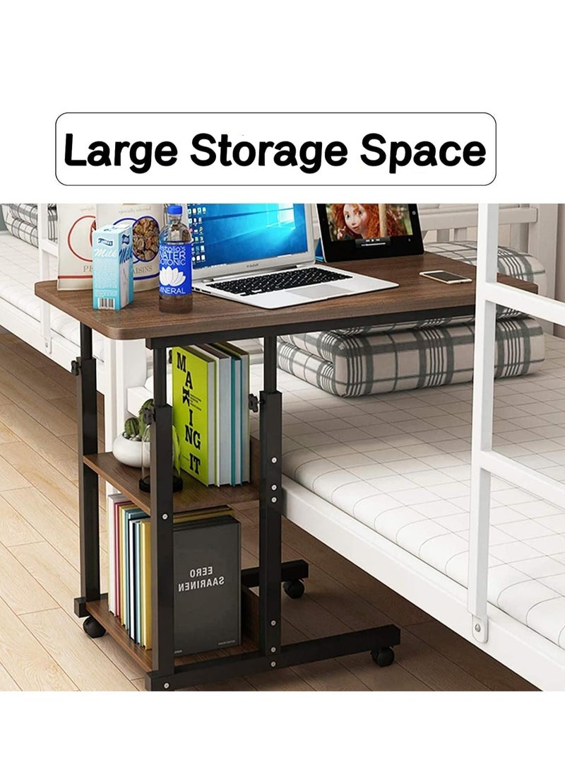 COOLBABY Bedside Table Dormitory Simple Bed Lazy Person Table Household Simple Bedroom Lifting Table Student Table Computer Desk with Wheels