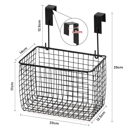 Livzing Multi-Functional Alloy Steel Compact Over The Cabinet Organizer Door Hanging Rack Shelf - Hanging Cabinet Storage Organizer Bin for Kitchen - (Black, Hanging Shelves) - Image 2