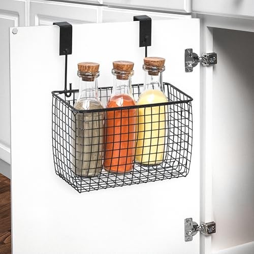 Livzing Multi-Functional Alloy Steel Compact Over The Cabinet Organizer Door Hanging Rack Shelf - Hanging Cabinet Storage Organizer Bin for Kitchen - (Black, Hanging Shelves) - Image 4