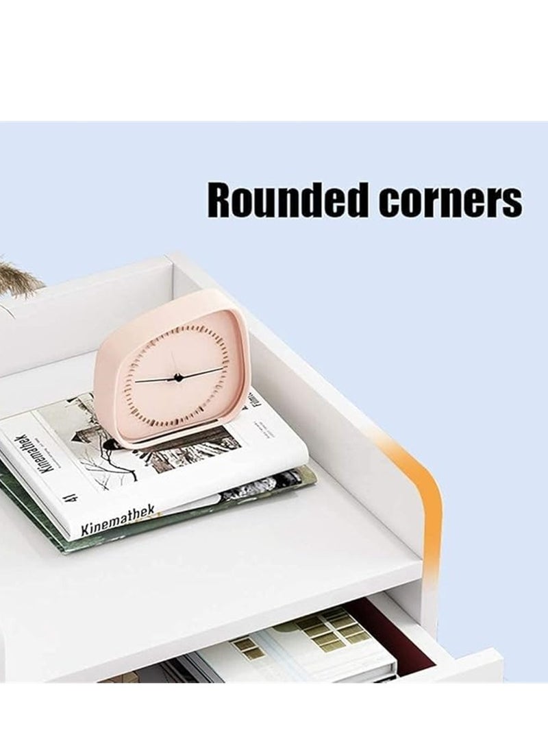 طاولة الخشبية، منزل جنب السرير طاولة تخزين الخزانة مع 2 الدرج، متعددة الوظائف الليلية الوقوف الجدول الجانبي تصميم الأثاث الحديث لغرفة النوم غرفة المعيشة مكتب (CT055 الأبيض) - Image 3