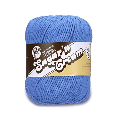 Lily Sugar 'N Cream Super Size Solid Yarn, 4oz, Gauge 4 Medium, 100% Cotton - Blueberry - Machine Wash & Dry - Image 1