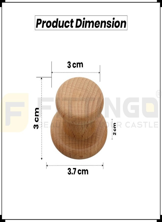 FITTINGO 4 Piece Steam Beech Wood Drawer Knob 1.5 Inch| Premium Wooden Cabinet Door Handle | Round Furniture Knobs for Drawers, Wardrobes & Cupboards | Natural Finish Pull Handle for Home & Kitchen - Image 2