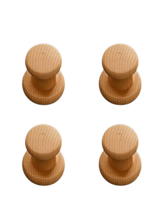 FITTINGO 4 Piece Steam Beech Wood Drawer Knob 1.5 Inch| Premium Wooden Cabinet Door Handle | Round Furniture Knobs for Drawers, Wardrobes & Cupboards | Natural Finish Pull Handle for Home & Kitchen - Image 1