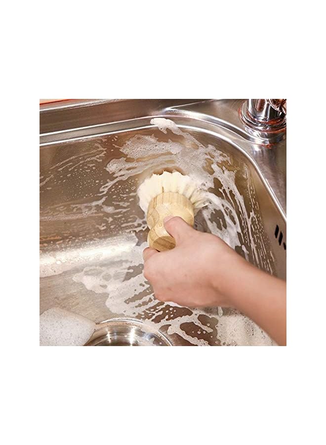 promass 4 Pcs Palm Pot Brush， Bamboo Mini Scrub Brush Coconut Brushes Dish Scrubber for Cast Iron Skillet, Kitchen Sink, Bathroom, Household Cleaning - Image 4