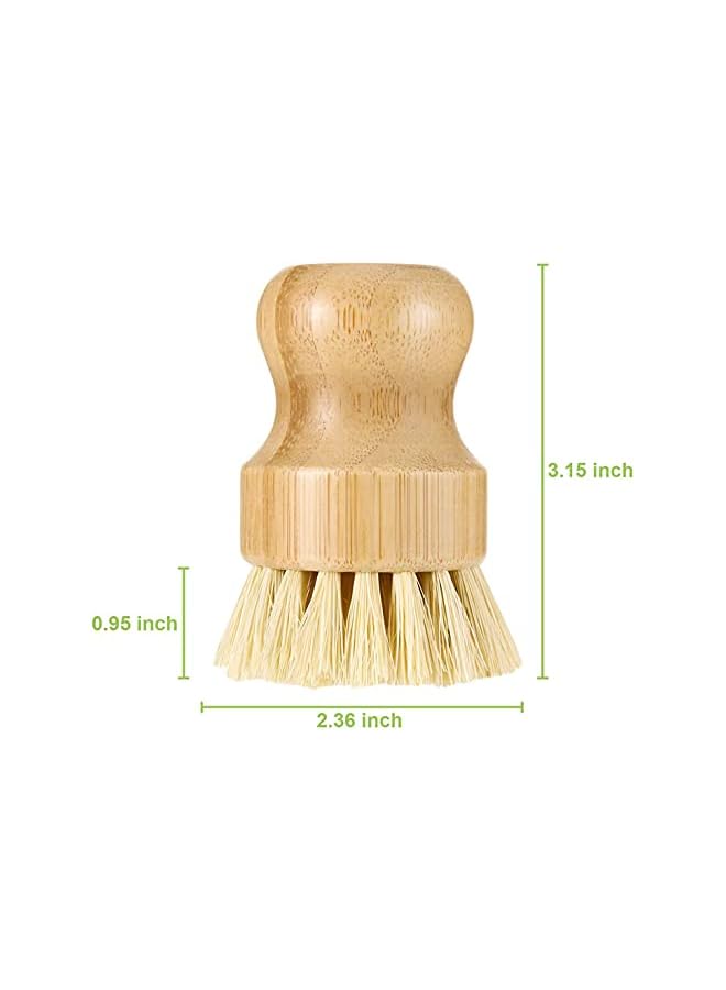 promass 4 Pcs Palm Pot Brush， Bamboo Mini Scrub Brush Coconut Brushes Dish Scrubber for Cast Iron Skillet, Kitchen Sink, Bathroom, Household Cleaning - Image 5