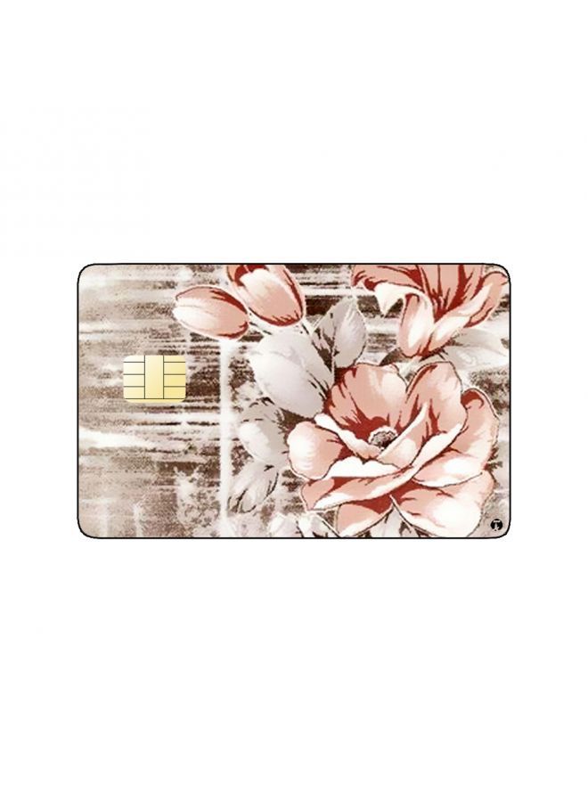 RKN PRINTED BANK CARD STICKER Beautiful Pink Roses Drawing - Image 1