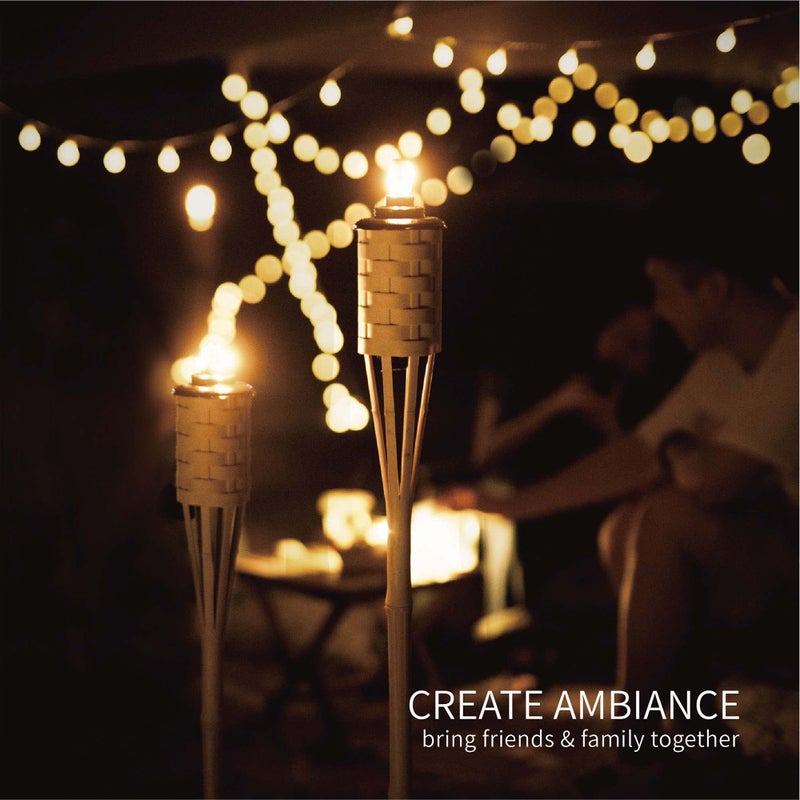 ONETHATCH Faux Bamboo Outdoor Torches (Sundried Color, 4pack); Large Island Citronella Torch for Garden Lighting, Luau Party, and Tropical Decor; Easy Refill Wide-Mouth Canister, Stands 60” Tall - Image 5