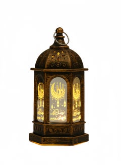 ماركة غير محددة فانوس رمضان، ديكور رمضان كبير، فانوس شمعة ذهبي برونزي عتيق 7*7*13.5، مصباح رمضان معلق مناسب للمنزل، الطاولة، الزفاف، الحفلات، ذهبي برونزي  - Image 1