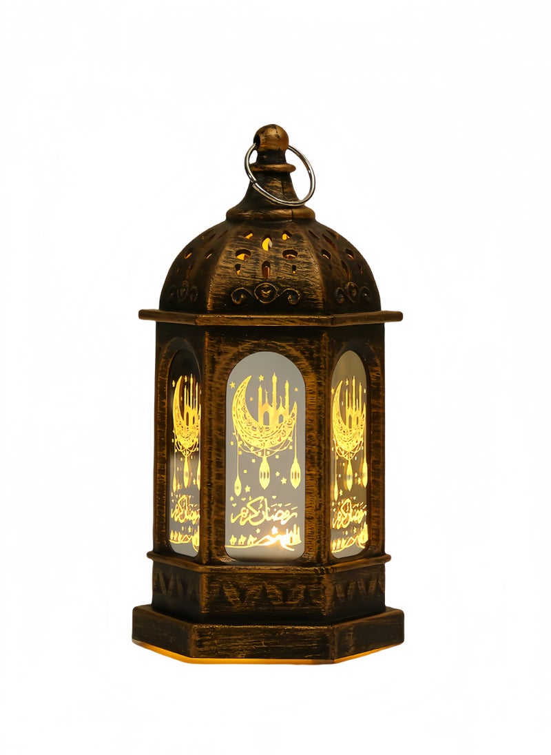 Generic Ramadan Lantern, Black Mini Castle Moon Pattern, LED, Not Waterproof, Decorative Ramadan Lantern, Home Decor  - Image 1