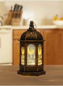 ماركة غير محددة فانوس رمضان، ديكور رمضان كبير، فانوس شمعة ذهبي برونزي عتيق 7*7*13.5، مصباح رمضان معلق مناسب للمنزل، الطاولة، الزفاف، الحفلات، ذهبي برونزي  - Image 2