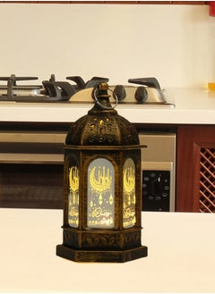 ماركة غير محددة فانوس رمضان، ديكور رمضان كبير، فانوس شمعة ذهبي برونزي عتيق 7*7*13.5، مصباح رمضان معلق مناسب للمنزل، الطاولة، الزفاف، الحفلات، ذهبي برونزي  - Image 4